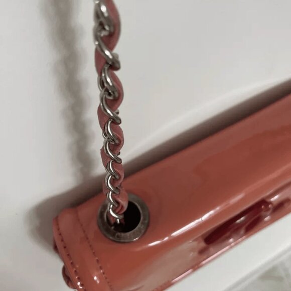 Authentic Chanel Handbag Chain Strap Leather Orange Red - Picture 4 of 9